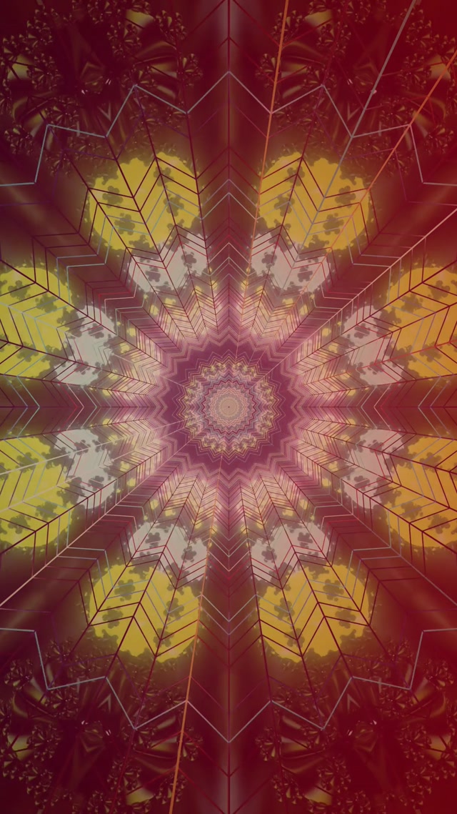 Karmazynowa Gwiazda Mandala Neon Tunnel VJ Loop 9:16 Reels 60fps Wygaszacz Ekranu