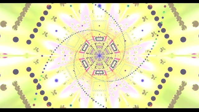 Mandala Caleidoscópio Vibrante VJLoops - Fundo Movimento Geométrico Amarelo Roxo