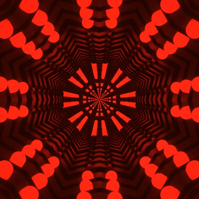 Vj loop Neon Tunnel Red Fractal Kaleidoscope 1:1 Square 60fps Screensaver