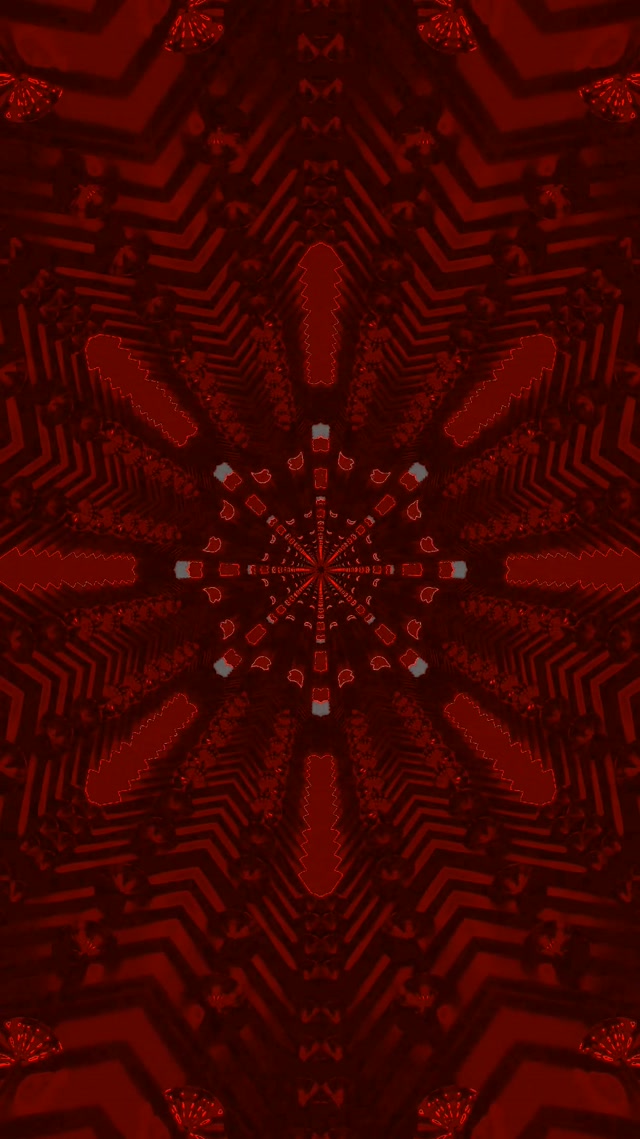 Red Fractal Kaleidoscope Neon Tunnel Vj Loop 9:16 Reels 60fps Screensaver