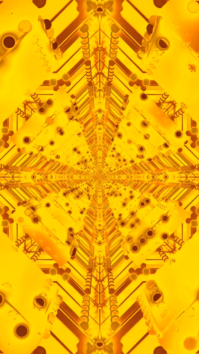 Golden Neon Tunnel Screensaver 60fps 9:16 Reels Vj Loop Fractal Circuit