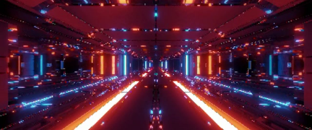 Túnel Neon Grade Vermelha Azul VJ Loop 2.39:1 Cinemascope 60fps Proteção de Tela