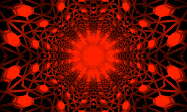 Red Neon Tunnel Kaleidoscope Hexagon VJ Loop 5:3 Wide 60fps Screensaver