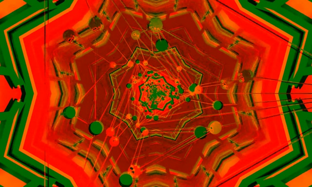 Red Green Neon Tunnel Kaleidoscope 5:3 Wide 60fps VJ Loop Screensaver