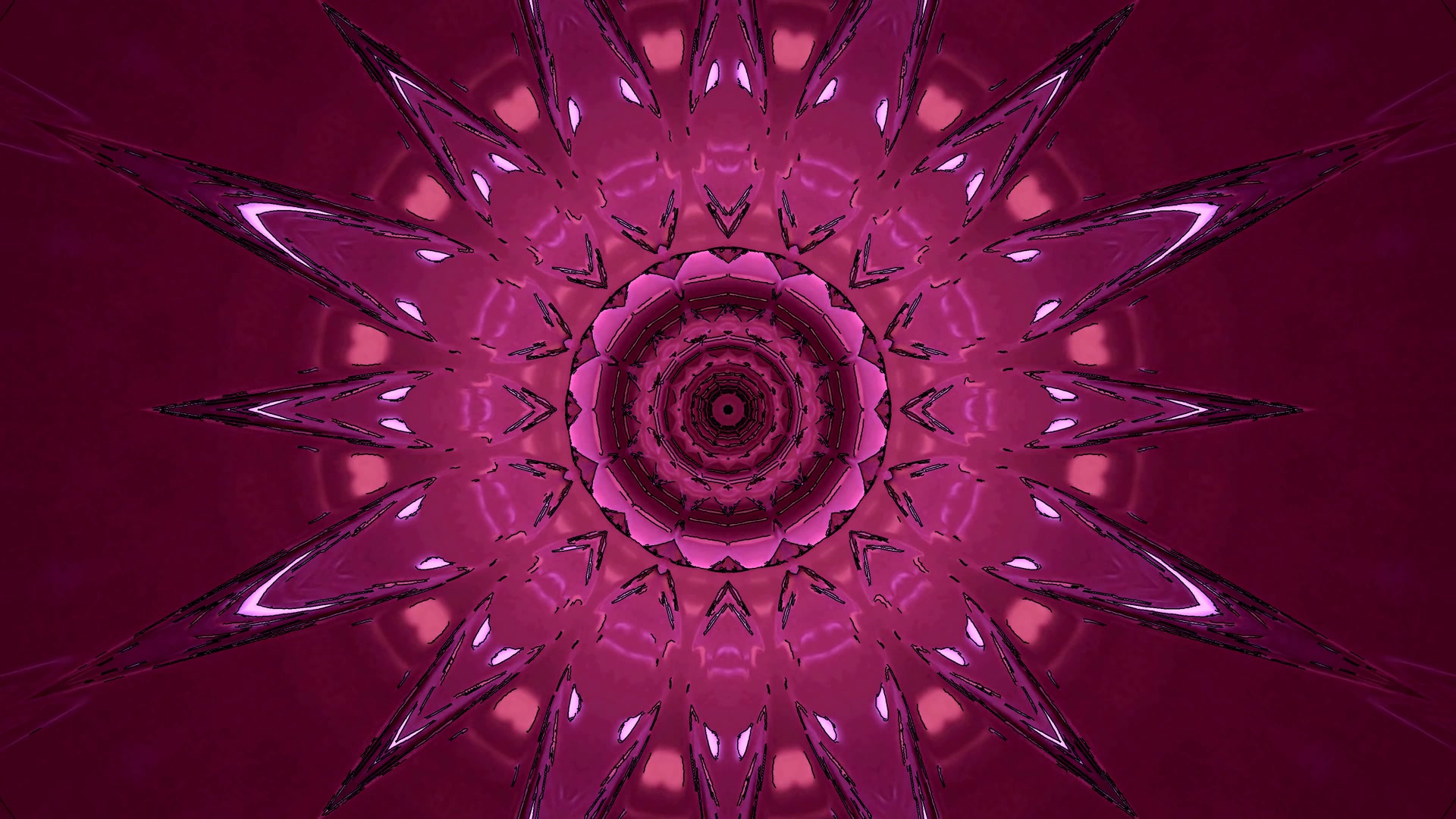 protetor de tela 4K UHD 60fps túnel neon rosa magenta windows 11 VJLoops caleidoscópio