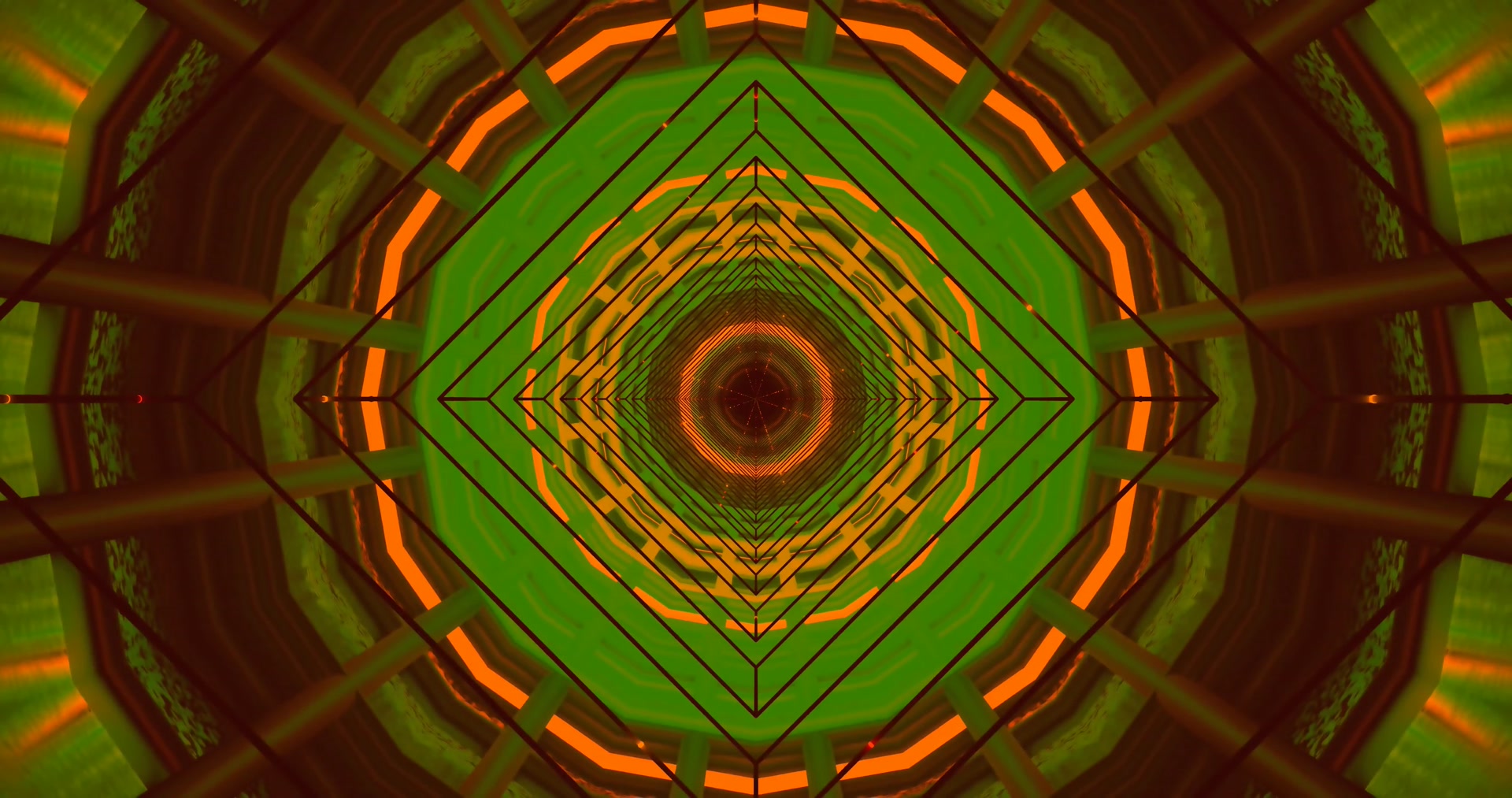 protetor de tela 4K UHD 60fps túnel neon diamante verde laranja windows 11 VJLoops