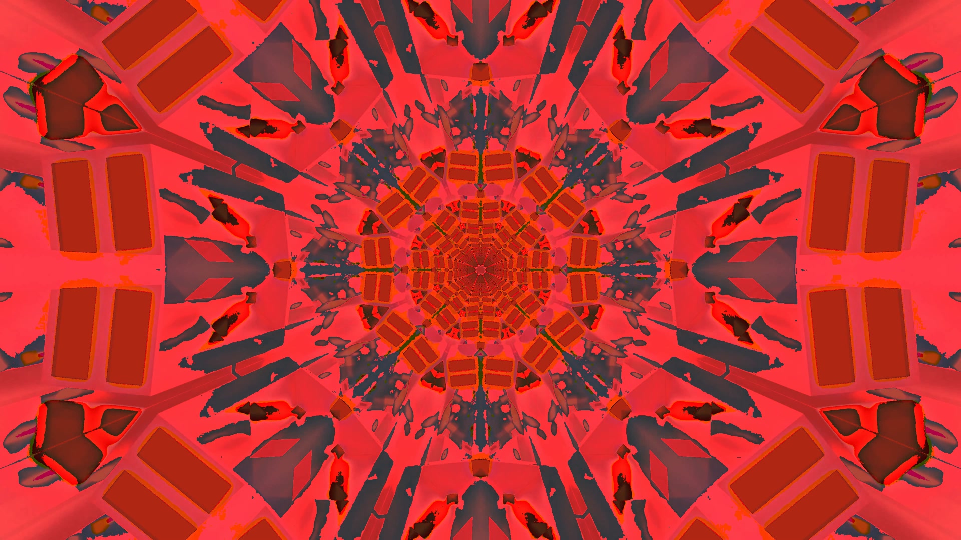 Túnel Neon Vermelho Caleidoscópio 4K UHD 60fps Screensaver VJ Loop