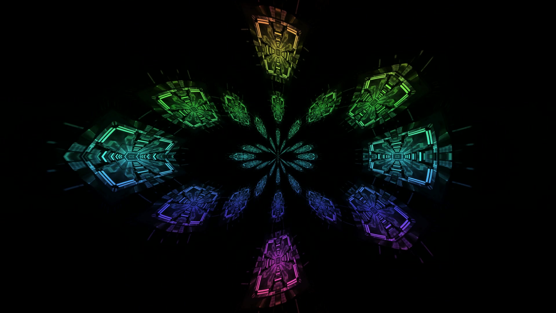 Túnel Neon Fractal Arco-íris Protetor de Tela 4K UHD 60fps Papel de Parede Dinâmico