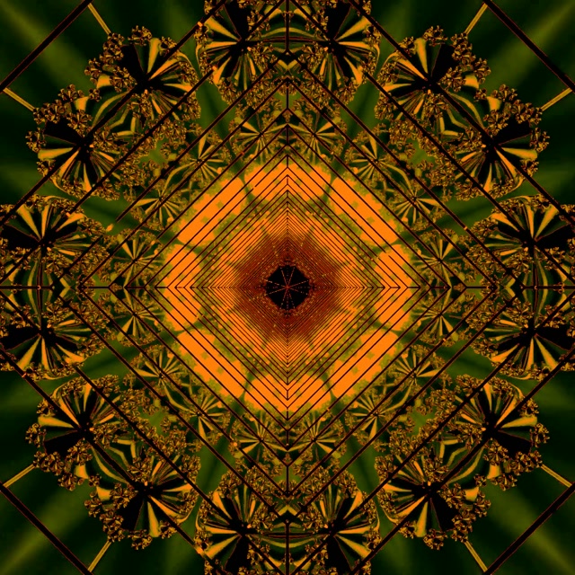 Túnel Neon Laranja Verde Fractal 1:1 Quadrado 60fps Protetor de Tela VJ Loop