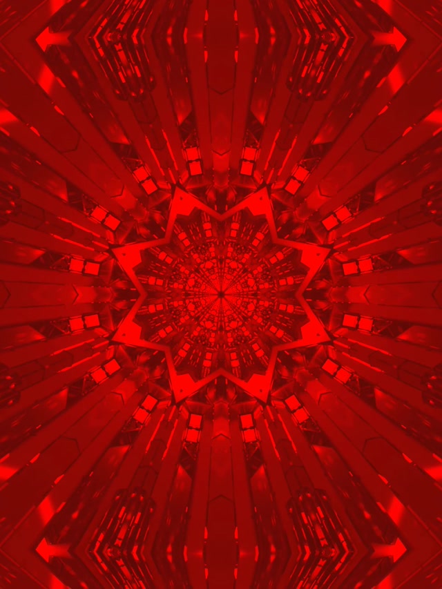 Túnel Neon Estrela Caleidoscópio Vermelha VJ Loop 3:4 iPad Portrait 60fps Screensaver
