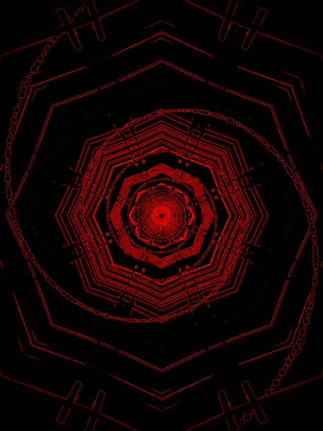 Túnel Neon Vermelho Vórtice Octágono VJ Loop 60fps 3:4 iPad Portrait Screensaver