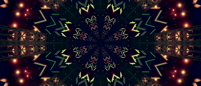 Túnel Neon Verde Estrela 60fps 21:9 Ultrawide Screensaver VJ Loop