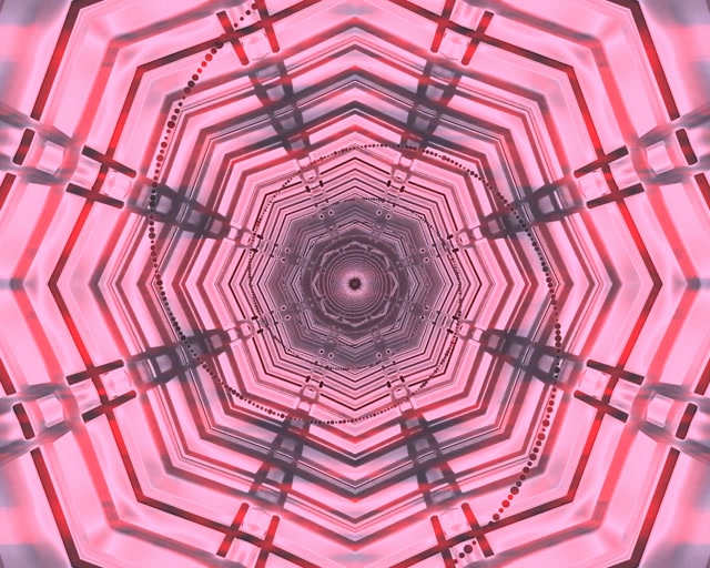 Túnel Neon Rosa Octógono Vórtice VJ Loop 60fps 5:4 Industrial Protetor de Tela