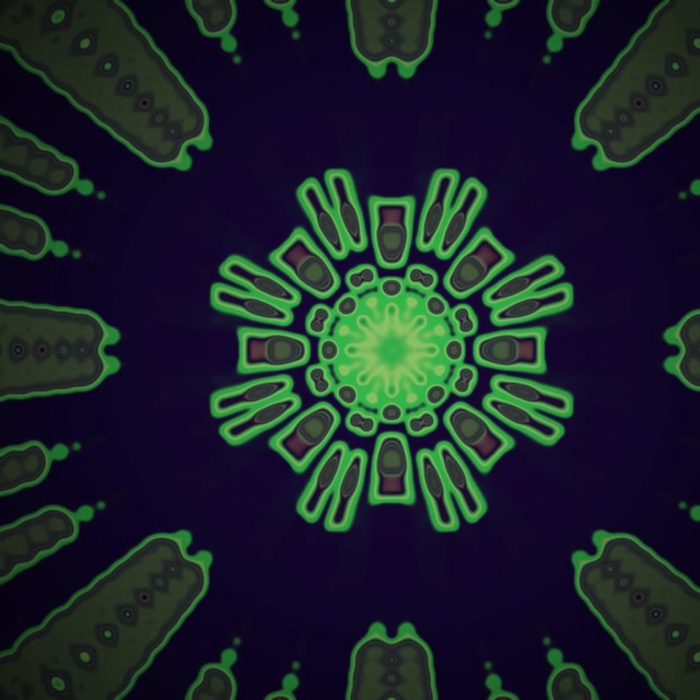 Túnel Neon Verde Caleidoscópio Radial Espinho Vj Loop 1:1 Quadrado 60fps Proteção de Tela