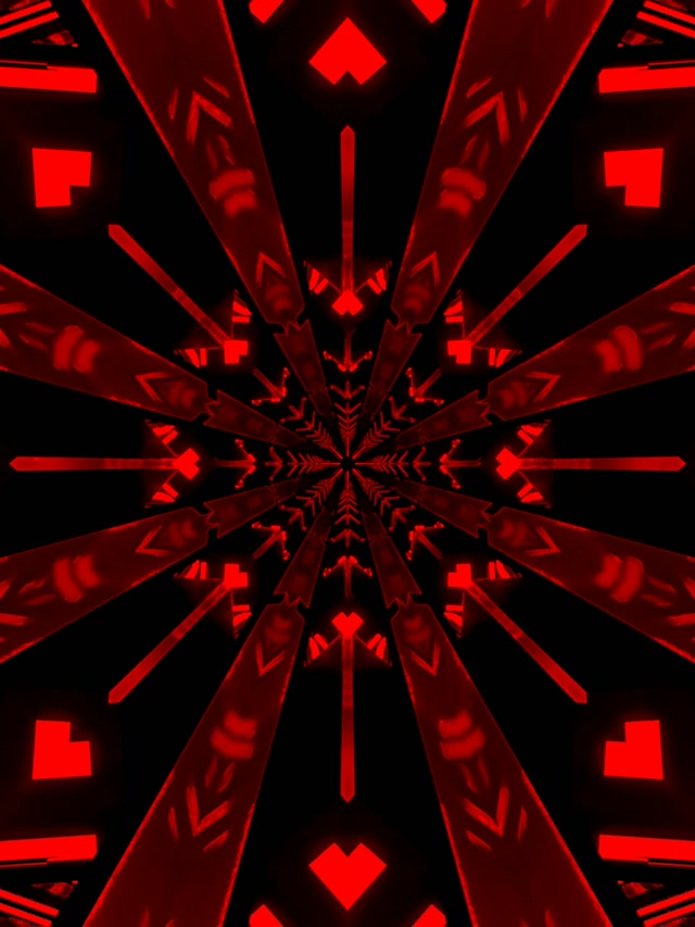 Túnel Neon Vermelho Explosão Caleidoscópio VJ Loop 3:4 iPad Retrato 60fps Screensaver