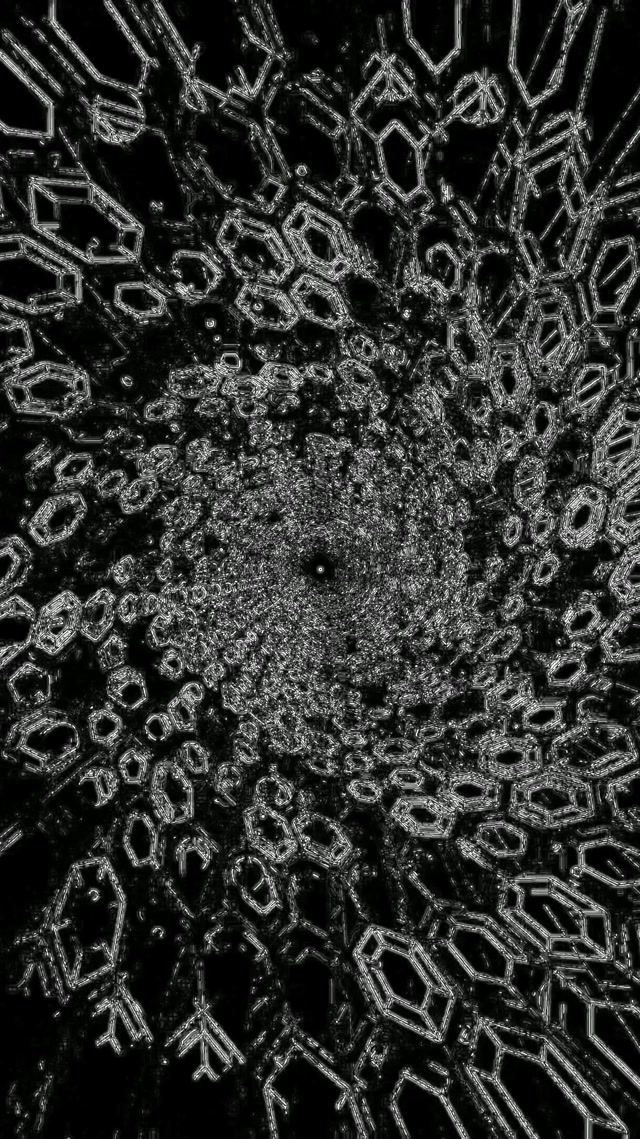 Túnel Neon Preto Hexágono Protetor de Tela 60fps 9:16 Reels VJ Loop