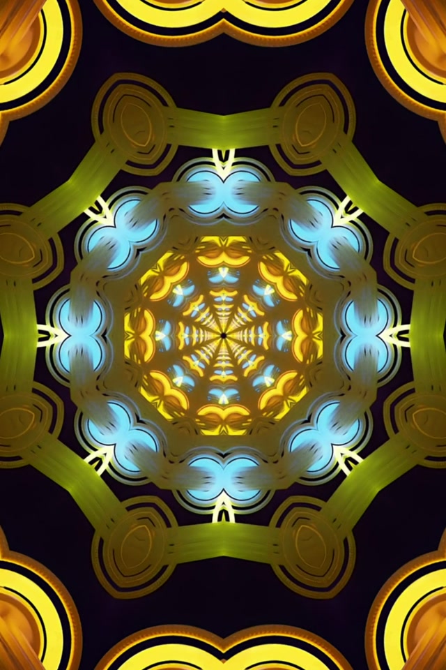 Túnel Neon Ouro Azul Mandala 60fps Protetor Tela PC 2:3 Foto Portrait VJLoops