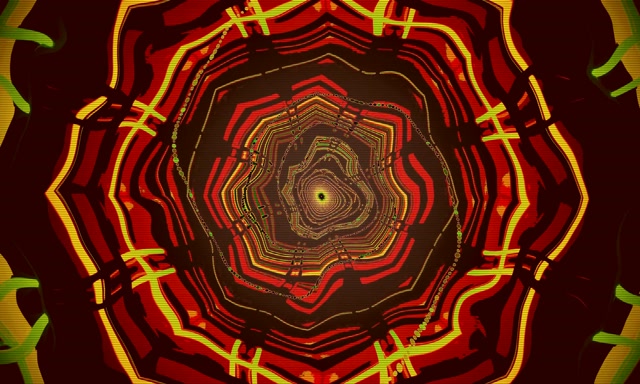 Túnel Neon Vórtice Octógono Vermelho Amarelo VJ Loop 60fps 5:3 Largo Protetor de Tela