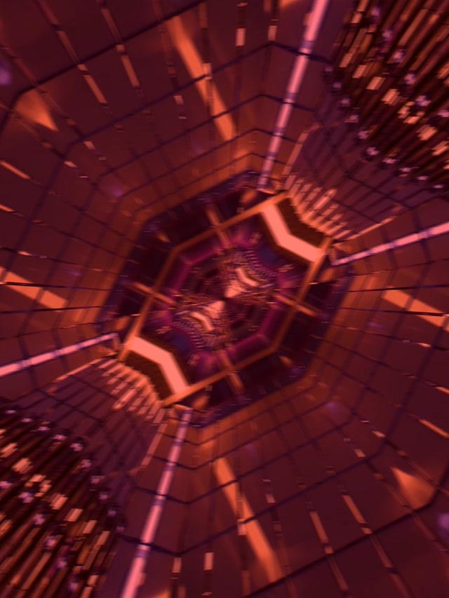 Túnel Neon Vórtice Octógono Vermelho VJ Loop 3:4 iPad Portrait 60fps Proteção de Tela