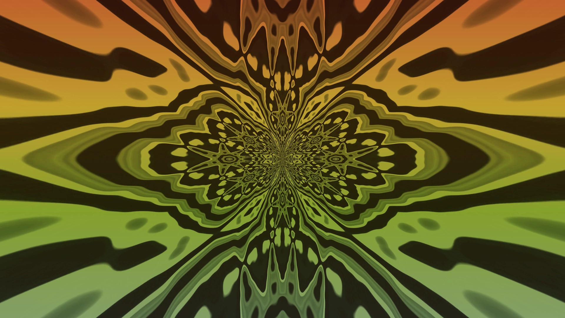 Tunel Neon Mandala Verde Portocaliu Screensaver 4K UHD 60fps VJ Loop