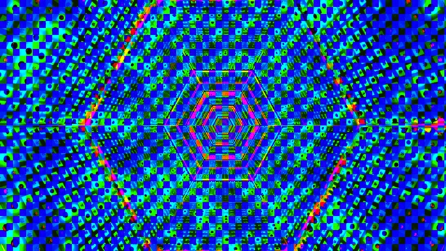 ecran de veille tunel neon 4K UHD 60fps model patratele albastru verde VJLoops windows 11