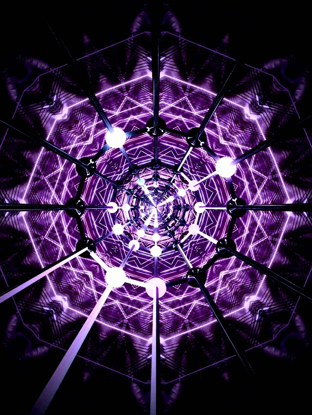 Purple Neon Tunnel Kaleidoscope VJ Loop 3:4 iPad Portrait 60fps Screensaver