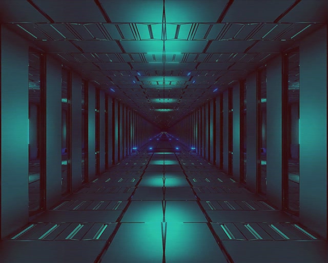 Tunel Neon Albastru Grilă VJLoops 5:4 Industrial 60fps Screensaver