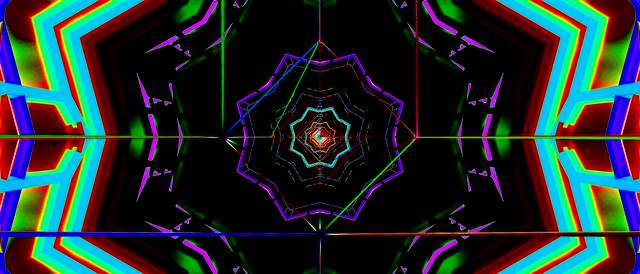 Ecran de veille tunel neon 21:9 ultrawide 60fps caleidoscop geometric colorat VJLoops Windows 11