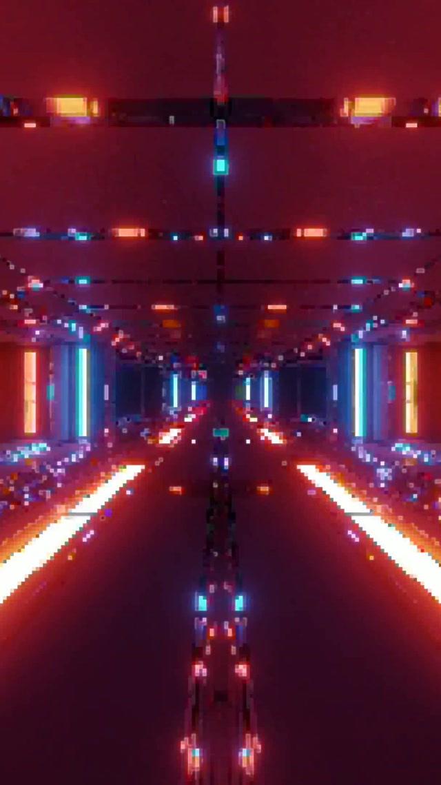 Neon Tunnel Red Pixel Grid VJ Loop 9:16 Reels 60fps Screensaver