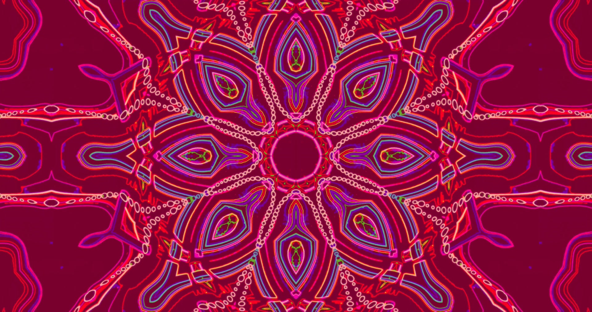 Tunel Neon Roșu Mandala 4K UHD 60fps Screensaver VJ Loop