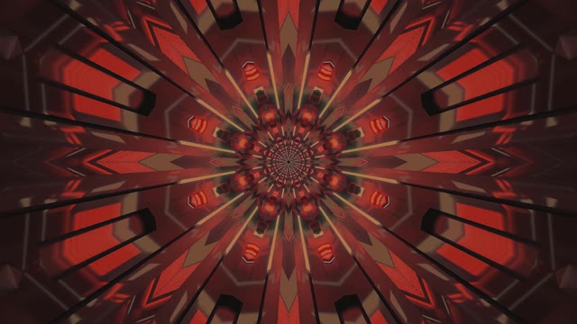 Mandala Kaleidoscop Roșu VJLoops - Fundal Mișcare Geometrică Abstractă