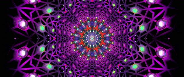 Tunel Neon Roșu Fractal Caleidoscop Explozie Vj Loop 2.39:1 Cinemascope 60fps Screensaver