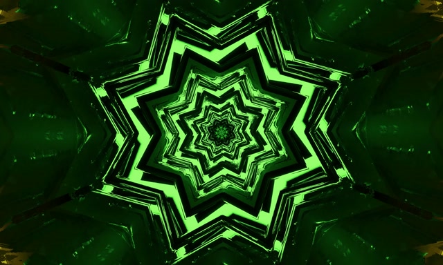 Tunel Neon Verde Stea Vortex VJLoops 5:3 Wide 60fps Economizor Ecran