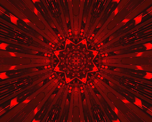 Tunel Neon Roșu Stea Mandala Screensaver 5:4 industrial 60fps VJ Loop