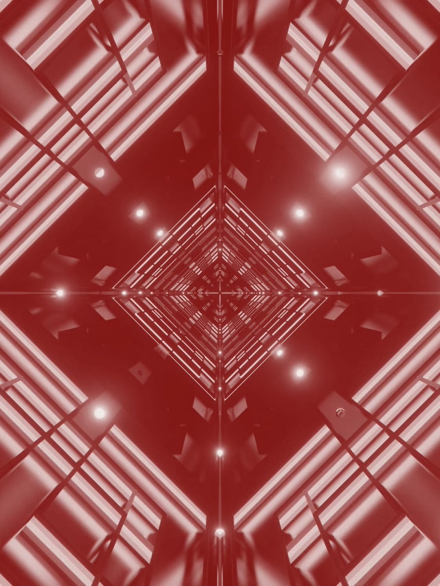 Tunel Neon Roșu Diamant Vortex VJLoops 3:4 iPad Portrait 60fps Screensaver