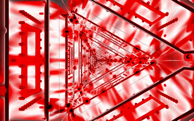Tunel Neon Rosu VJ Loop 60fps Screensaver Sci-Fi Triunghiular 16:10 MacBook