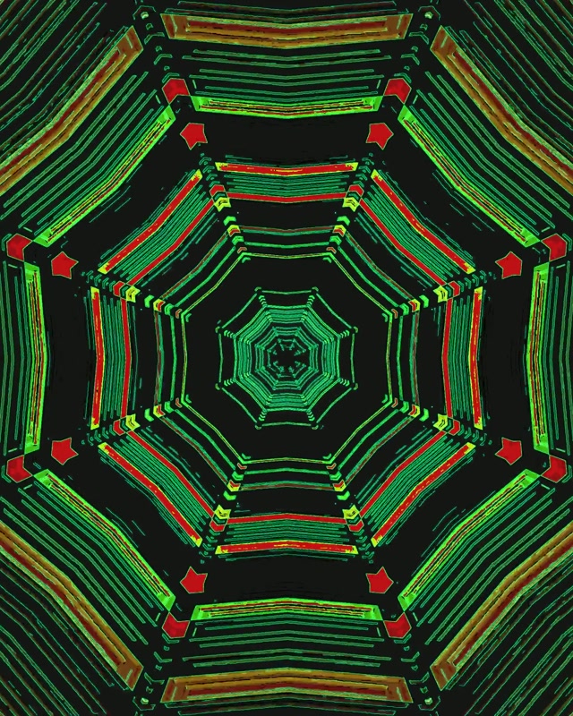 Tunel Neon Verde Roșu Octagon Screensaver 60fps 4:5 Instagram VJ Loop