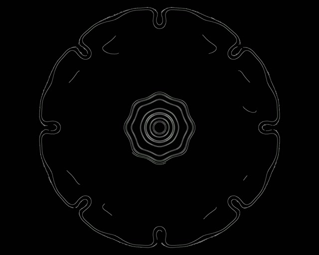 Bucla Tunel Neon Negru Alb Floare 5:4 industrial 60fps Screensaver VJ Loop