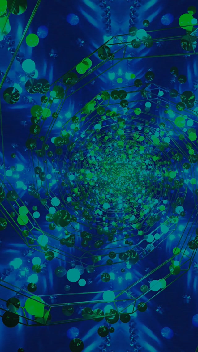 Tunel Neon Bulă Verde Vortex VJLoops 9:16 Reels 60fps Screensaver