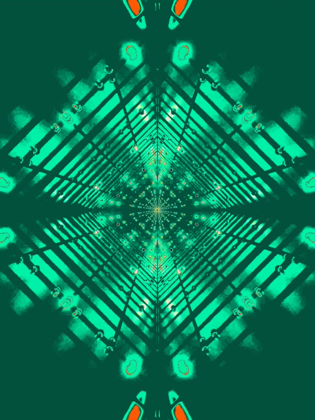 Tunel Neon Caleidoscop Diamant Verde VJ Loop 60fps 3:4 iPad Portrait Screensaver