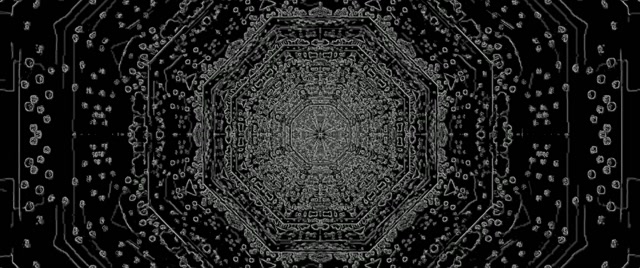 Tunel Neon Octagon Întunecat 60fps 2.39:1 Cinemascope Screensaver VJ Loop PC