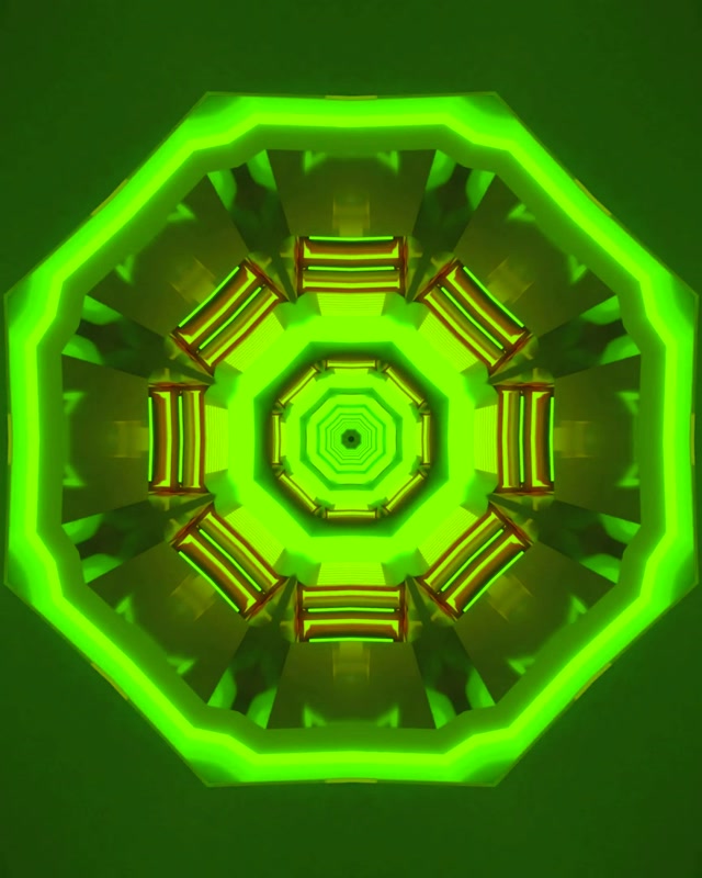 Tunel Neon Caleidoscop Octagon Verde VJLoops 4:5 Instagram 60fps Screensaver