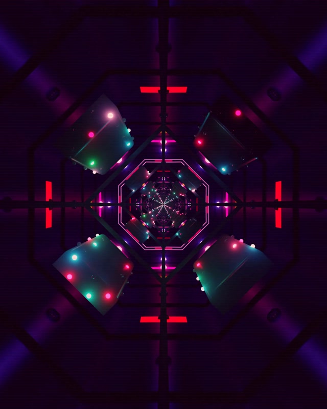 Tunel Neon Screensaver 60fps 4:5 Instagram VJ Loop Violet Roz Lumini