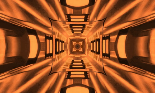 Tunel Neon Vortex Caleidoscop Portocaliu VJ Loop 5:3 Wide 60fps Screensaver