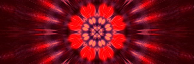 Calidoscop Fractal Roșu Înflorire Tunel Neon 3:1 Triple Wide 60fps Screensaver VJLoops
