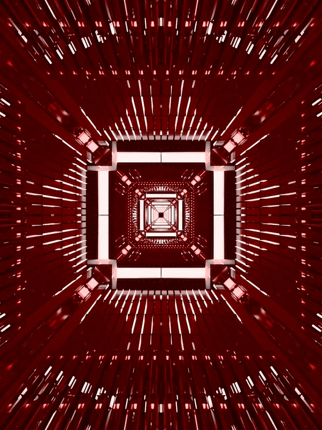 Tunel Neon Roșu VJ Loop 3:4 iPad Portrait 60fps Screensaver Vortex Pătrat