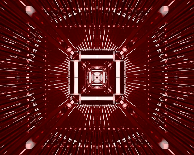 Tunel Neon Roșu VJ Loop Vortex Pătrat Strălucitor 5:4 industrial 60fps Screensaver