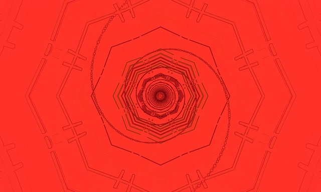 Tunel Neon Roșu Octogon Vortex VJ Loop 5:3 Wide 60fps Screensaver