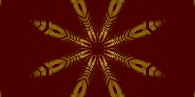 Tunel Neon cu Caleidoscop Stea de Aur VJ Loop 2:1 Univisium 60fps Screensaver