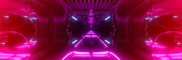 Tunel Neon Roz Magenta Sci-Fi VJ Loop 3:1 Triple Wide 60fps Screensaver